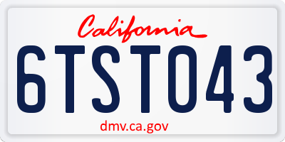 CA license plate 6TST043