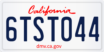 CA license plate 6TST044