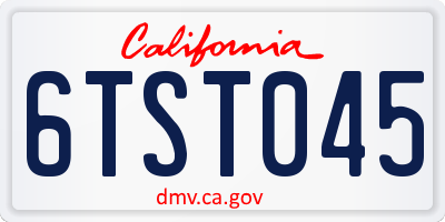 CA license plate 6TST045