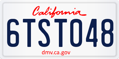 CA license plate 6TST048