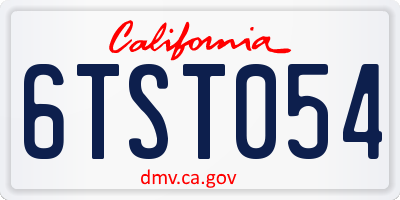 CA license plate 6TST054