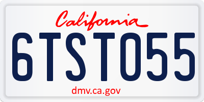 CA license plate 6TST055