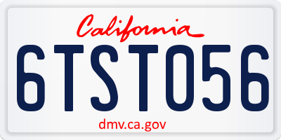 CA license plate 6TST056