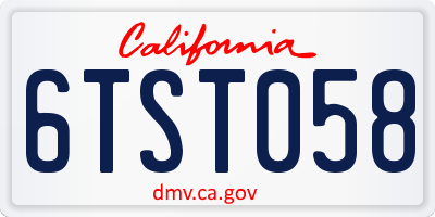 CA license plate 6TST058
