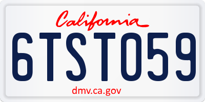 CA license plate 6TST059