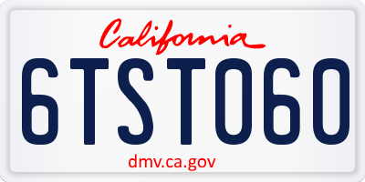 CA license plate 6TST060