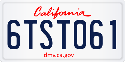 CA license plate 6TST061