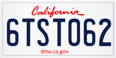 CA license plate 6TST062