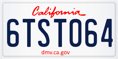 CA license plate 6TST064