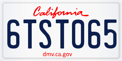 CA license plate 6TST065