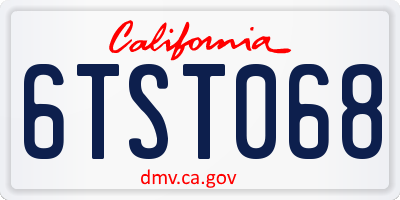 CA license plate 6TST068