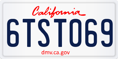 CA license plate 6TST069