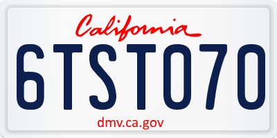 CA license plate 6TST070