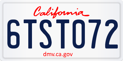CA license plate 6TST072