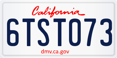 CA license plate 6TST073