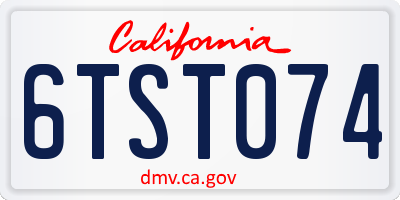 CA license plate 6TST074