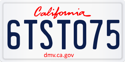 CA license plate 6TST075