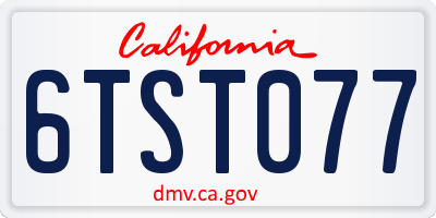 CA license plate 6TST077