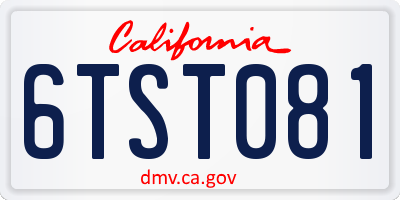 CA license plate 6TST081