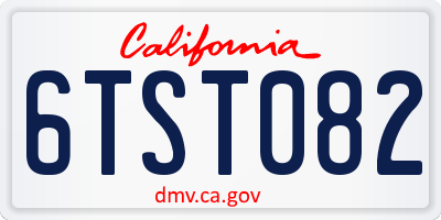 CA license plate 6TST082