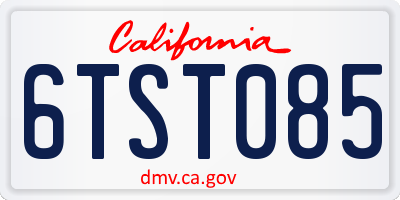 CA license plate 6TST085