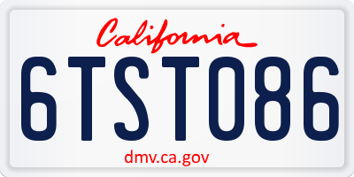 CA license plate 6TST086