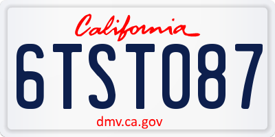 CA license plate 6TST087