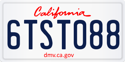 CA license plate 6TST088