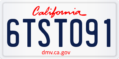CA license plate 6TST091