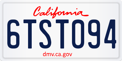 CA license plate 6TST094