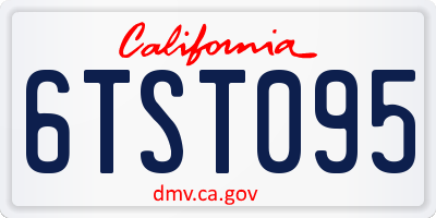 CA license plate 6TST095