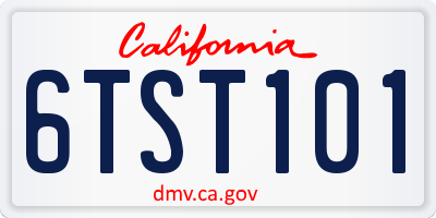 CA license plate 6TST101