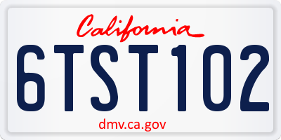 CA license plate 6TST102