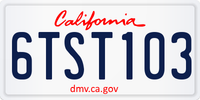 CA license plate 6TST103