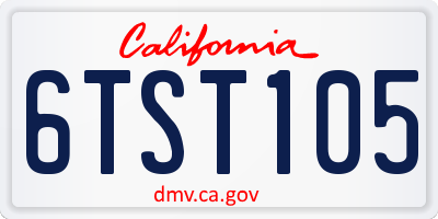 CA license plate 6TST105