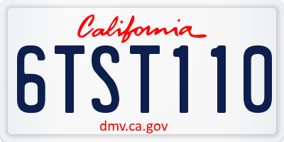 CA license plate 6TST110