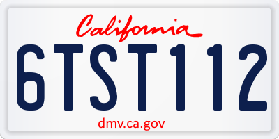 CA license plate 6TST112