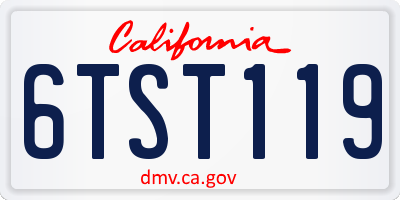 CA license plate 6TST119