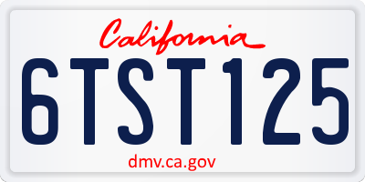 CA license plate 6TST125