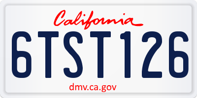 CA license plate 6TST126