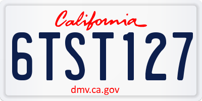 CA license plate 6TST127