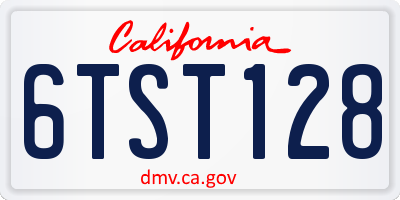 CA license plate 6TST128