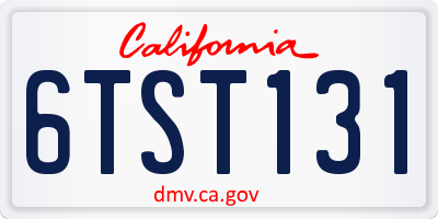CA license plate 6TST131