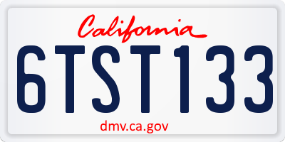 CA license plate 6TST133