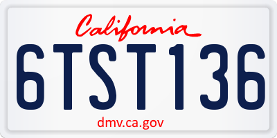 CA license plate 6TST136