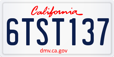 CA license plate 6TST137