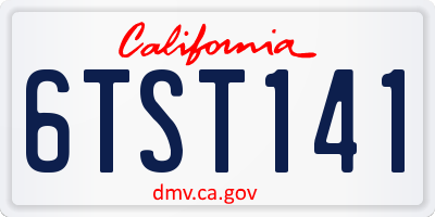 CA license plate 6TST141