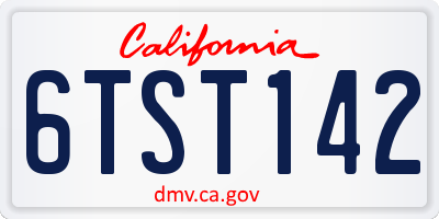 CA license plate 6TST142