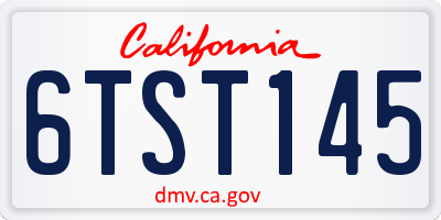 CA license plate 6TST145