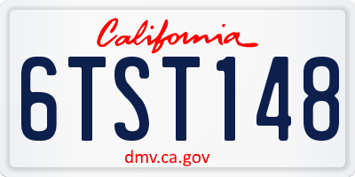 CA license plate 6TST148